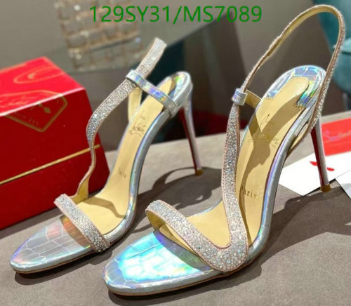 Christian Louboutin Women's Silver Rhinestone Embellished Slingback Heels, Size EU34-42