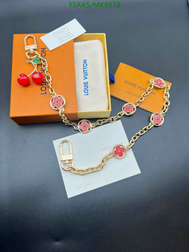 Louis Vuitton Gold Chain Bag Charm and Key Holder with Cherry Pendant