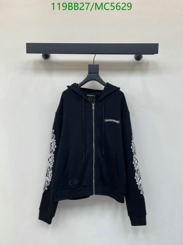 Chrome Hearts Black Cotton Full Zip Hoodie With Sleeve Graphics