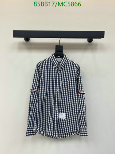 Thom Browne Gingham Check Cotton Shirt with Arm Stripes - Classic Fit