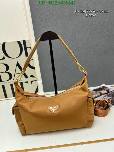 Prada Shoulder Bag in Caramel Canvas and Leather,32 x 22 x 11.5cm