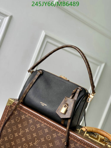 Louis Vuitton Black Leather Handbag, 17-13.5-26cm, Model 26039