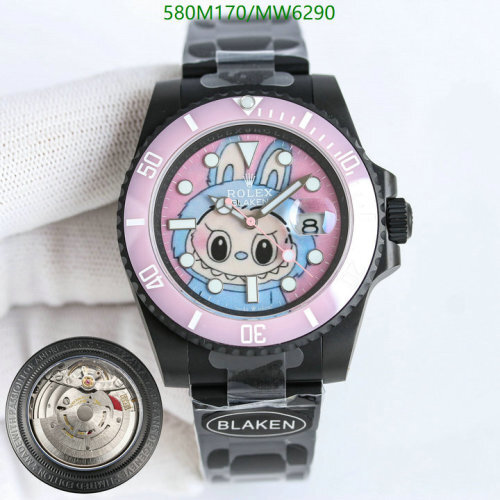 Rolex Custom Edition Black Stainless Steel Watch with Cartoon Dial, 40mm