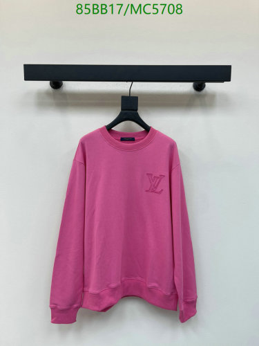 Louis Vuitton Pink Cotton Pullover Sweatshirt, Embroidered Logo, Casual Style