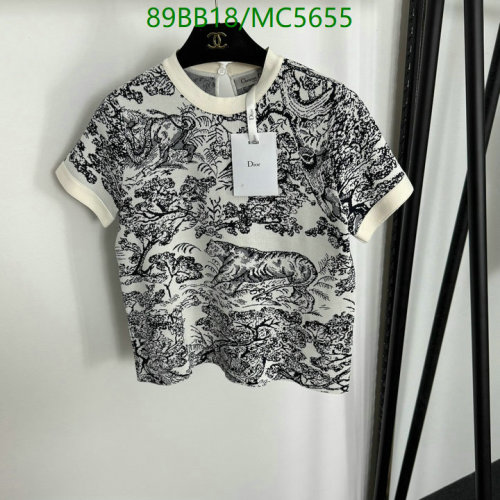 Dior Toile de Jouy Motif T-Shirt - Short Sleeve, Round Neck, Tencel Fabric