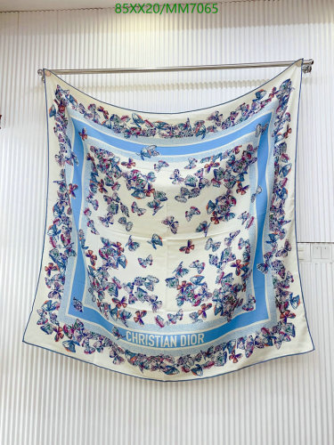 Elegant Christian Dior Silk Cashmere Scarf with Butterfly Print - 140x140cm