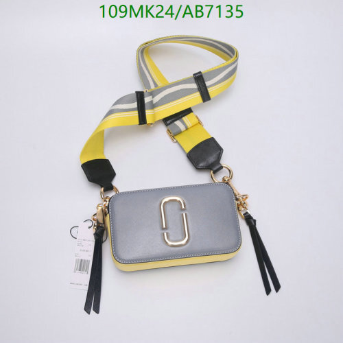 Marc Jacobs Snapshot Camera Bag, Cowhide Leather, Gray and Yellow, 18.5cm