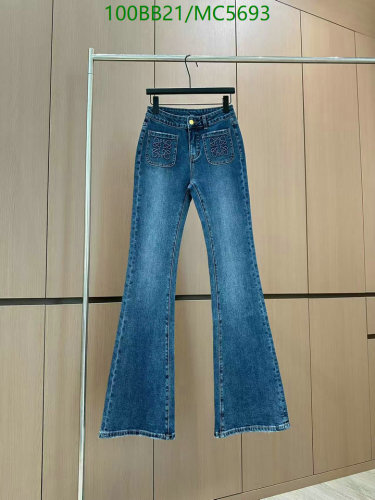 Loewe Women's Slim Fit Denim Flare Jeans with Anagram Embroidery - Blue, S-L