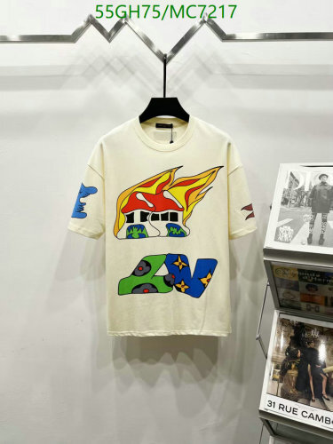 Louis Vuitton Men's Cotton Graphic T-Shirt - Short Sleeve, Cream Color