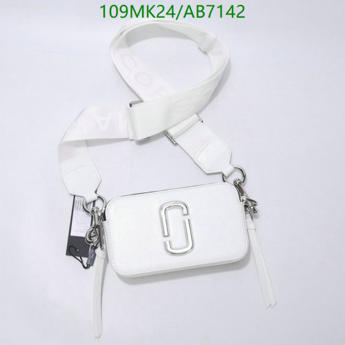 Marc Jacobs White Cowhide Leather Crossbody Bag with Bold Logo, 18.5cm