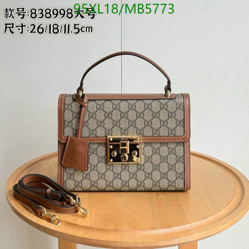 Gucci Padlock Top Handle Bag GG Beige/Ebony Leather, 26x18x11.5cm
