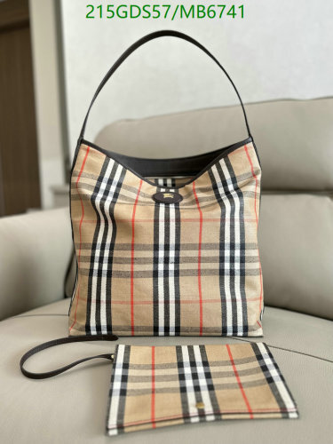 Burberry Canvas & Calfskin Shoulder Bag, 38*35*15cm, Iconic Check Pattern