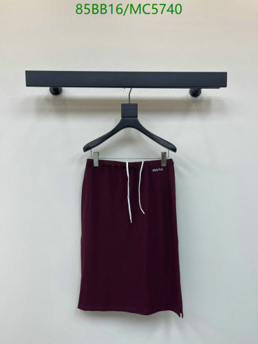 Miu Miu Cotton Blend Midi Skirt, Burgundy, Drawstring Waist, Women's, Size S-L