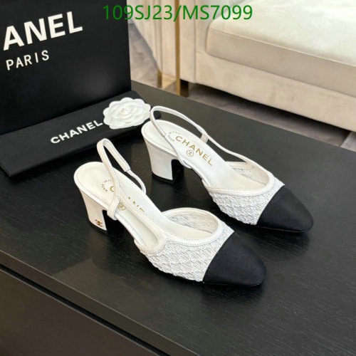 Chanel Women's Slingback Shoes Sheepskin Leather Heel Pumps - MS7099