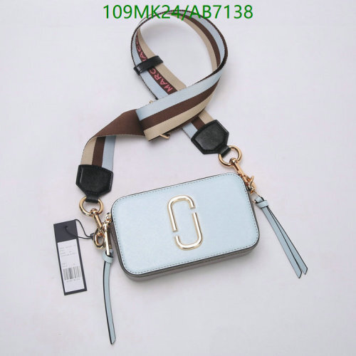 Marc Jacobs Snapshot Leather Camera Bag with Striped Web Strap, Light Blue