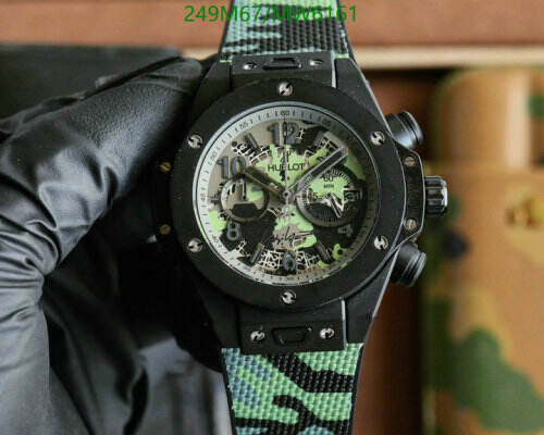 Hublot 48mm Stainless Steel Watch - Automatic Movement, Camo Strap - Mirror Quality