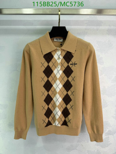 Miu Miu Argyle Cashmere Knit Polo Shirt, Long Sleeve, Button-Down, Women