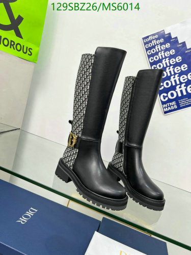 Dior Women's Black Leather & Oblique Canvas Knee-High Boots - EU35-41