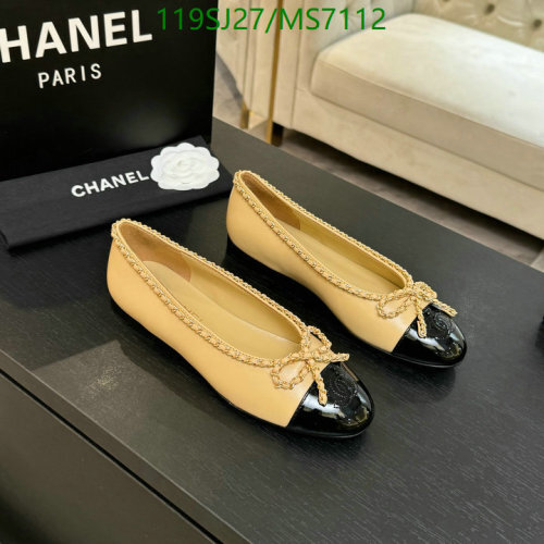 Chanel Women's Beige & Black Leather Ballet Flats with Bow Detail - Size EU35-42