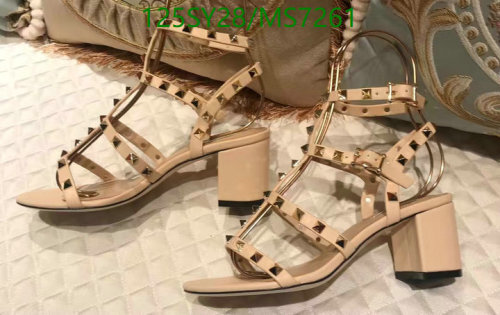 Valentino Women's MS7261 Studded Block Heel Sandals - Beige Leather, EU 35-41