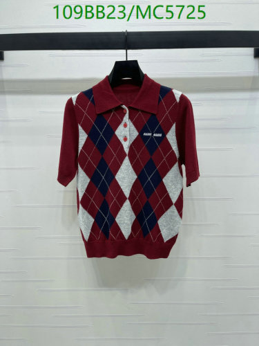 Miu Miu Argyle Wool Polo Shirt Short Sleeve Red, Navy, Grey - Size S, M, L