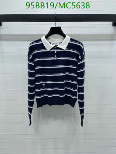 Dior Striped Wool Sweater | Classic Polo Collar, Long Sleeves, Embroidered Logo