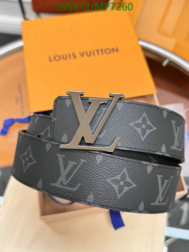 Louis Vuitton Monogram Shadow Belt, Leather, 3.8cm Width, MP7260