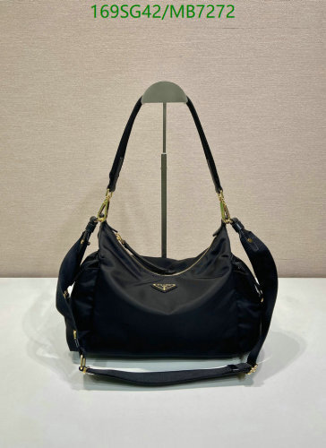 Prada Black Cowhide and Nylon Shoulder Bag, 32cm Length, Model 264