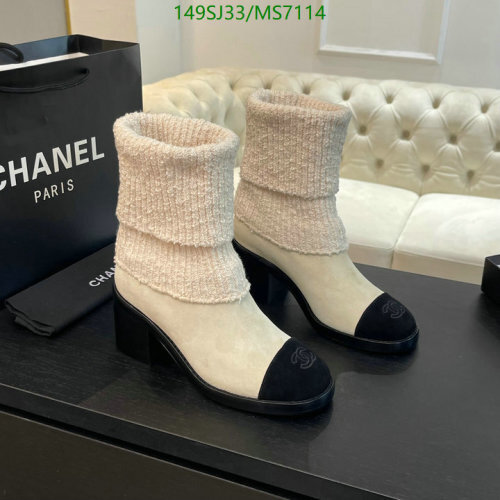Chanel Women's Ankle Boots Wool and Leather, Heel Height 6cm, EU Size 35-41