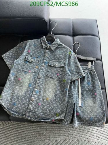 Louis Vuitton Monogram Denim Shirt and Shorts Set - Blue, Sizes M-3XL