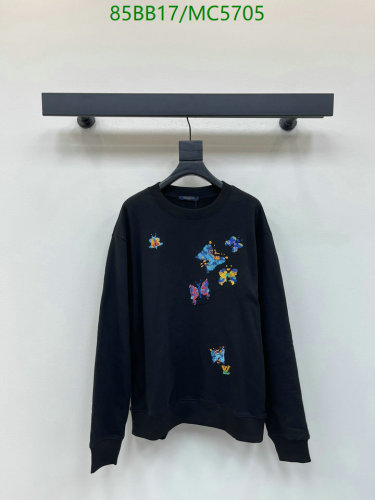 Louis Vuitton Butterfly Print Cotton Sweatshirt - Black, Crew Neck, Long Sleeves