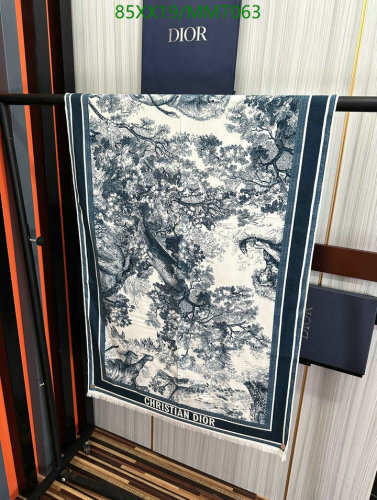 Dior Toile de Jouy Voyage Cashmere Scarf, 65 x 185 cm, Blue/White