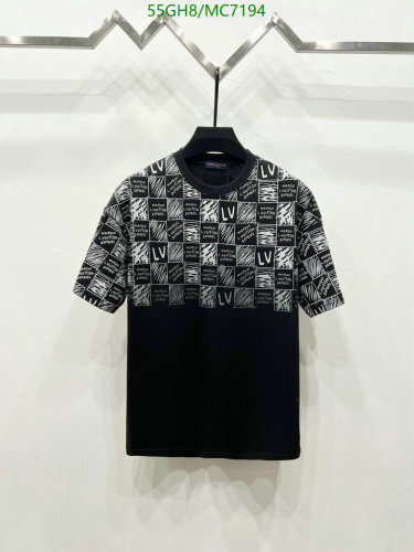 Louis Vuitton Men's T-shirt Cotton Short Sleeve, Checkerboard Pattern - Black 7 Louis Vuitton Men's T-shirt Cotton Short Sleeve, Checkerboard Pattern - Black
