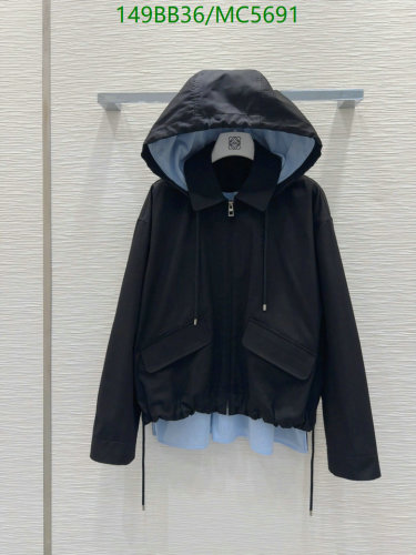 Loewe Women's Black Cotton Hooded Jacket - Stylish and Comfortable Outerwear