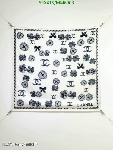 Chanel Silk Scarf, 90x90cm - Elegant Design, MM6903