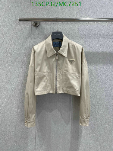 Prada Cropped Beige Jacket, Classic Design, 100% Cotton, Sizes S-L