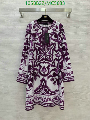Dolce & Gabbana Purple & White Print Mini Dress - Polyester, Sizes S to XL
