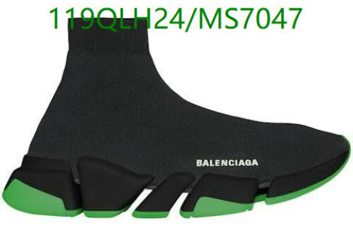 Balenciaga Women's Speed 2.0 Sneakers - Black Knit Sock Style with Green Detail