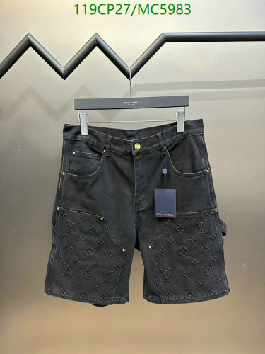 Louis Vuitton Men's Black Denim Shorts with Embossed Monogram - Sizes 30-36