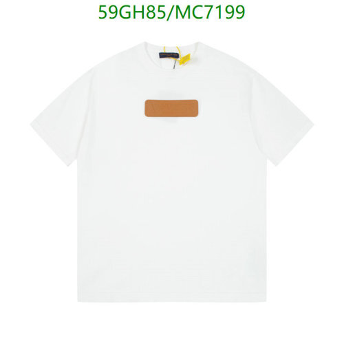 Louis Vuitton Men's White Cotton T-Shirt with Signature Leather Patch