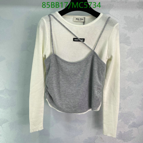 Miu Miu Women's Wool Blend Layered Long Sleeve Top - Stylish and Comfortable