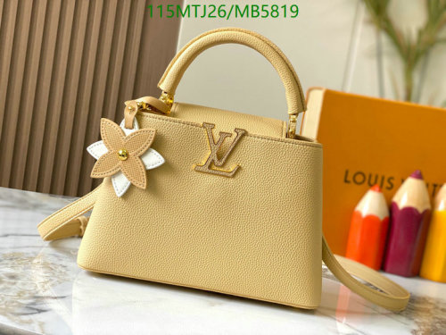 Louis Vuitton Cream Leather Capucines Mini Bag, 27 cm, Gold-tone Hardware