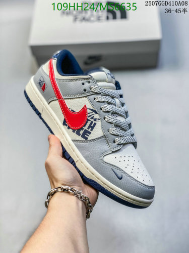 Nike Dunk Low The North Face Sneakers MS6635 Grey Red White Unisex