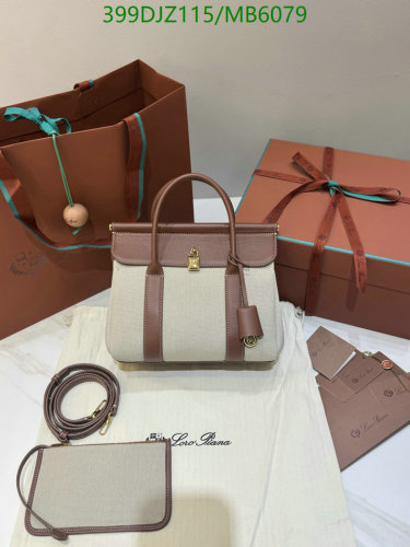 Loro Piana Sesia Bag 25-18-12.5CM Cowhide and Canvas, Luxury Handbag