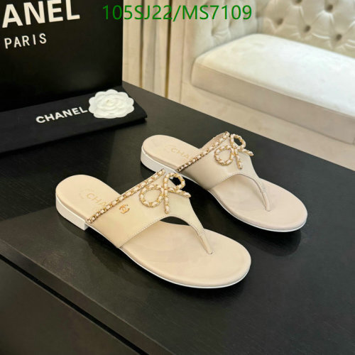 Chanel Women's Beige Sheepskin Thong Sandals with Bow Detail, Size EU35-41