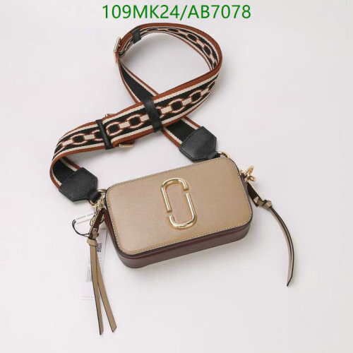 Marc Jacobs Snapshot Bag Cowhide Leather Crossbody with Striped Strap