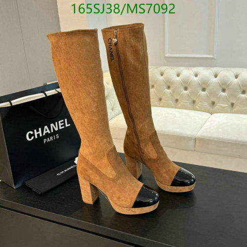 Chanel Women's Knee-High Boots Sheepskin Leather Sole Heel Height 8cm