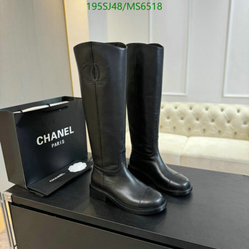 Chanel Women's Black Leather Knee-High Boots, EU Size 35-40