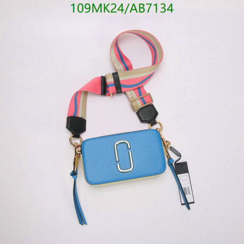 Marc Jacobs Snapshot Crossbody Bag, Blue Leather with Striped Shoulder Strap 6 Marc Jacobs Snapshot Crossbody Bag, Blue Leather with Striped Shoulder Strap