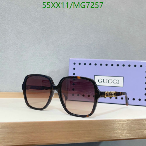 Gucci Women's Square Frame Sunglasses MG7257, Tortoise/Brown Gradient Lens